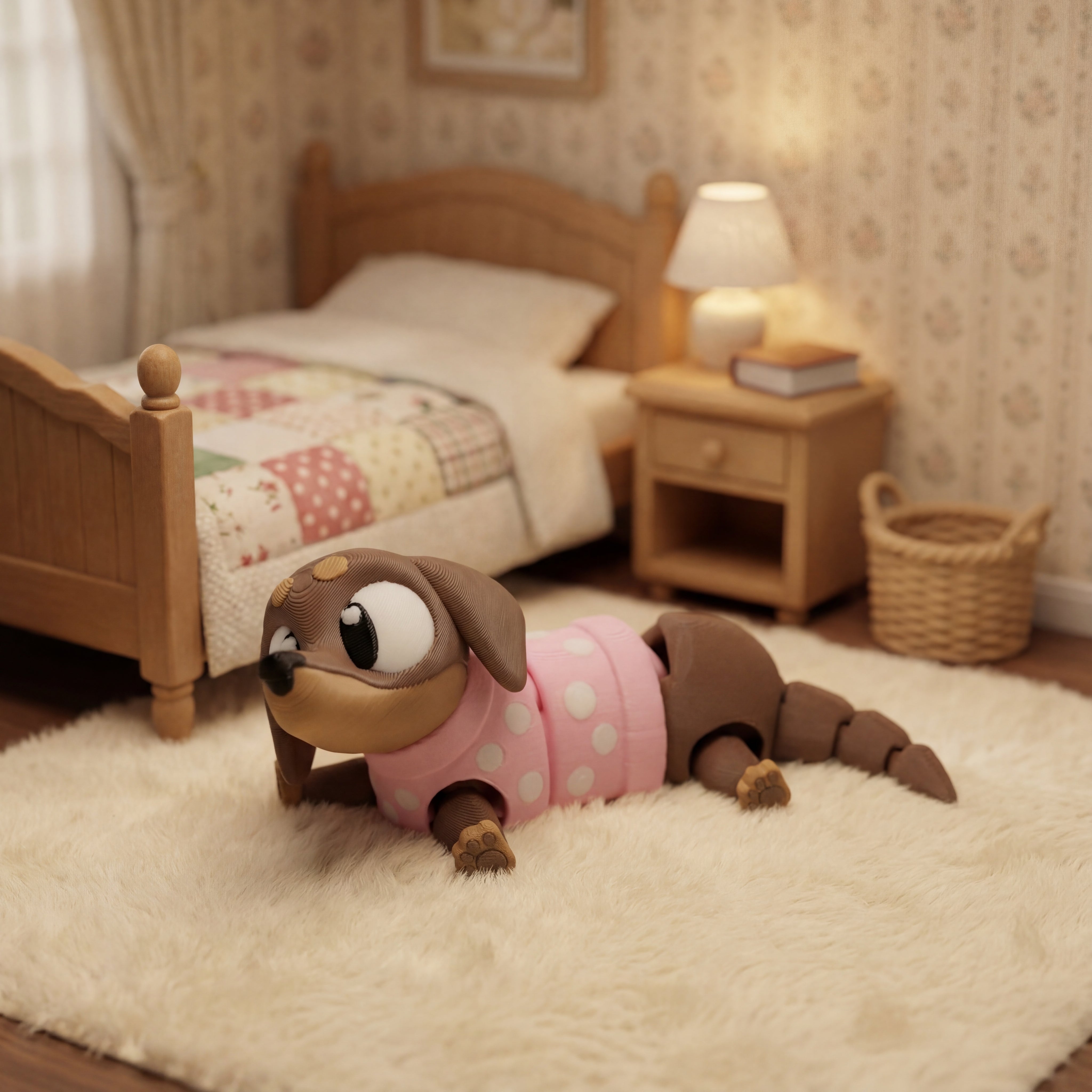 Σκυλάκι Λουκάνικο με Ροζ Πουά – Φιγούρα – mini – εικόνα 2